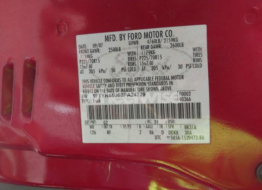 Photo 9 of 2008 Ford Ranger SPORT/XLT (VIN 1FTYR44U58PA24729)