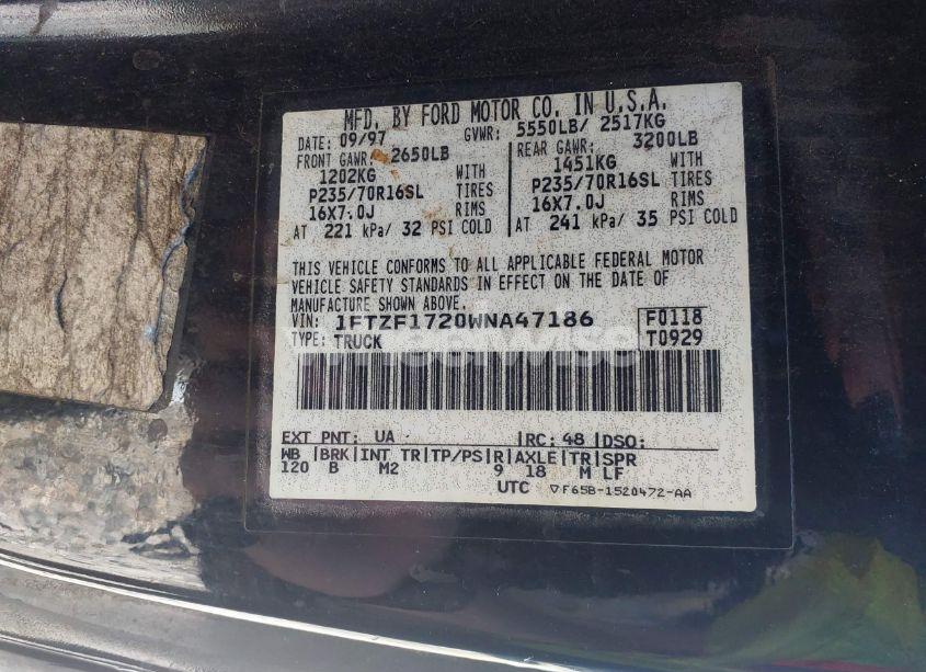 Photo 9 of 1998 Ford F-150 STANDARD/XL/XLT (VIN 1FTZF1720WNA47186)