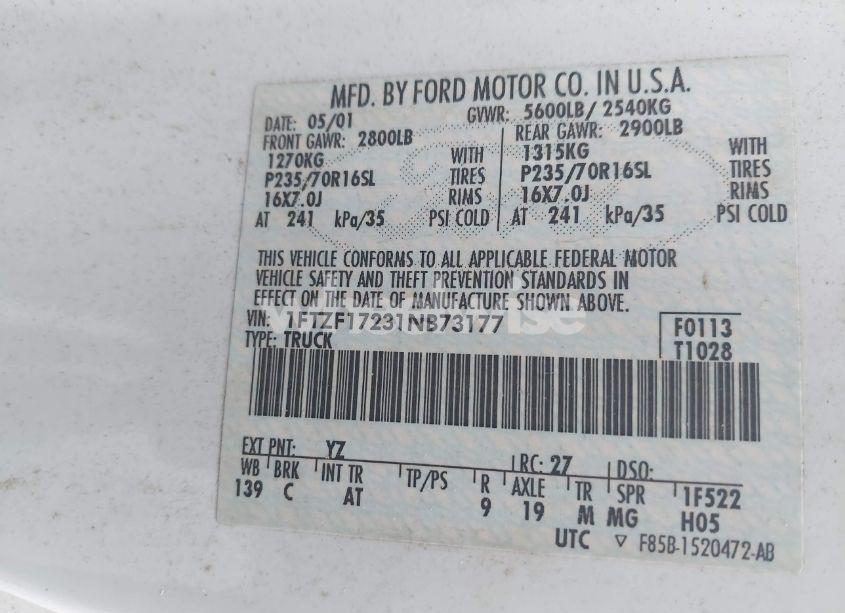 Photo 9 of 2001 Ford F-150 XL/XLT (VIN 1FTZF17231NB73177)