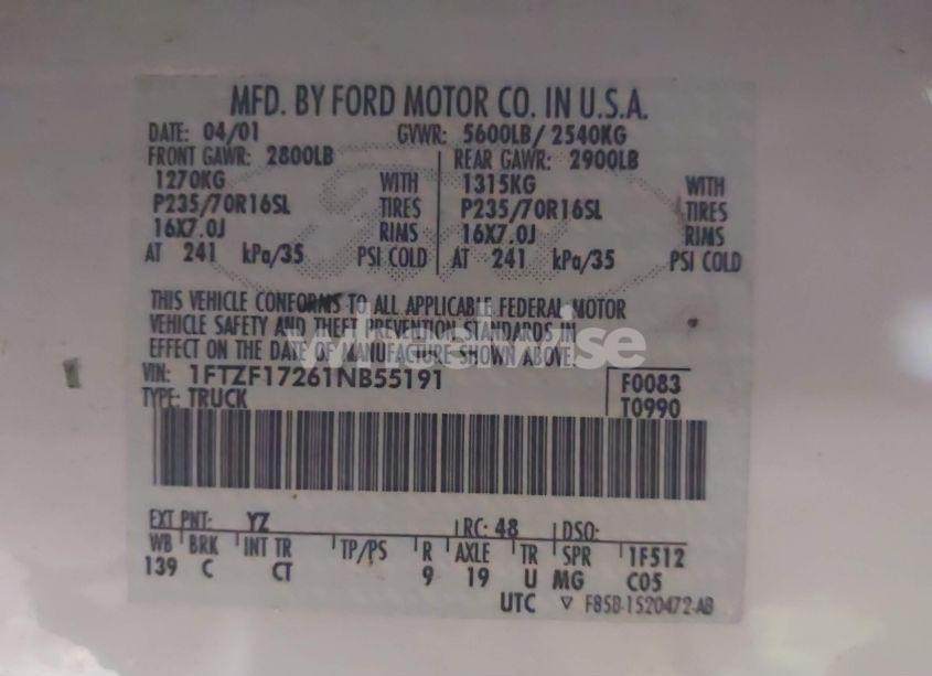 Photo 9 of 2001 Ford F-150 XL/XLT (VIN 1FTZF17261NB55191)