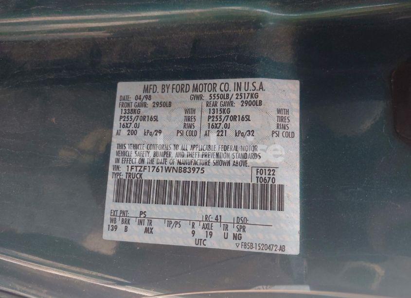 Photo 9 of 1998 Ford F-150 LARIAT/STANDARD/XL/XLT (VIN 1FTZF1761WNB83975)