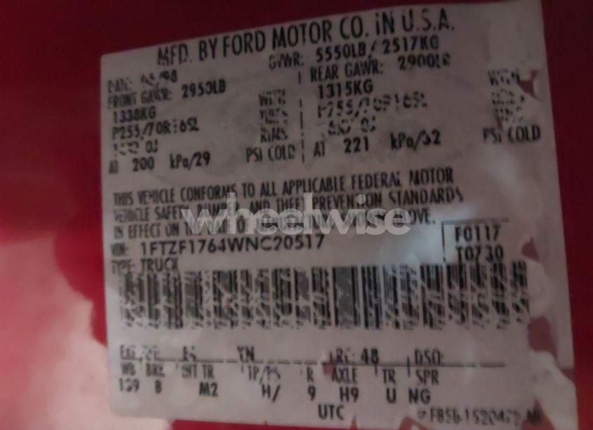 Photo 9 of 1998 Ford F-150 LARIAT/STANDARD/XL/XLT (VIN 1FTZF1764WNC20517)