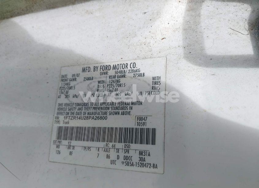Photo 9 of 2008 Ford Ranger XL/XLT (VIN 1FTZR14U28PA26800)