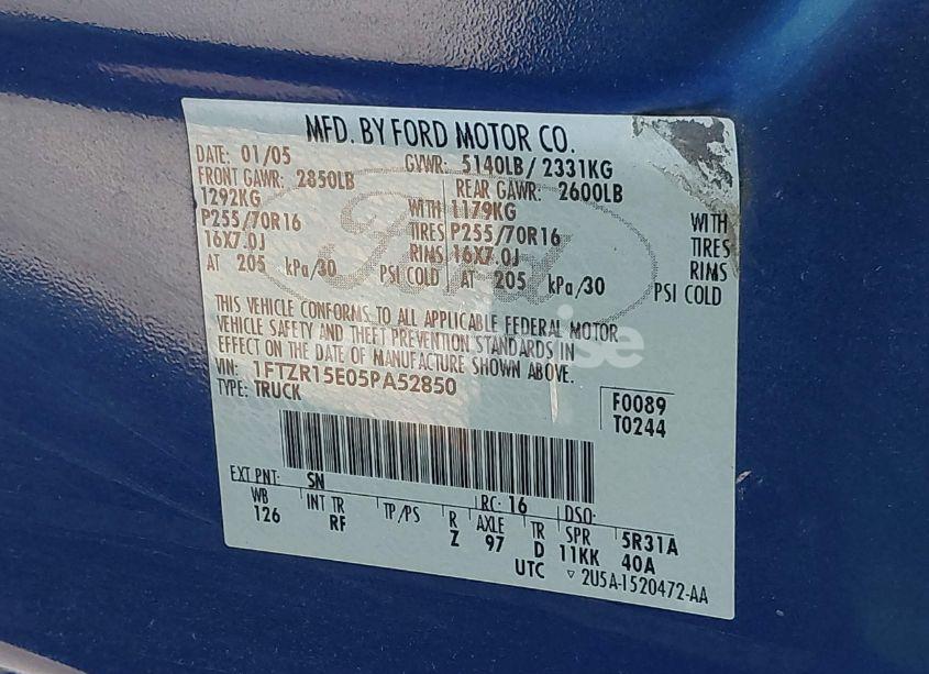 Photo 9 of 2005 Ford Ranger EDGE/XL/XLT (VIN 1FTZR15E05PA52850)