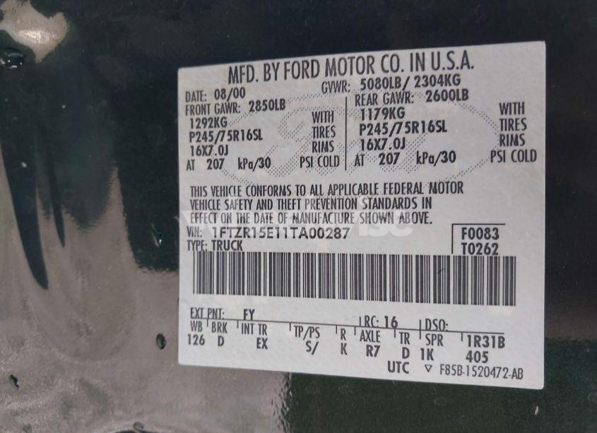 Photo 9 of 2001 Ford Ranger EDGE/XLT (VIN 1FTZR15E11TA00287)