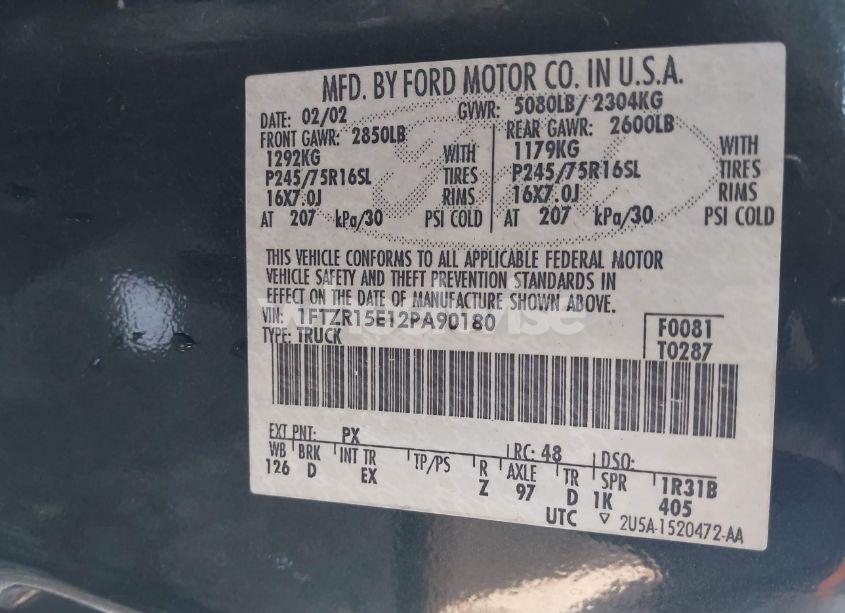 Photo 9 of 2002 Ford Ranger XLT (VIN 1FTZR15E12PA90180)