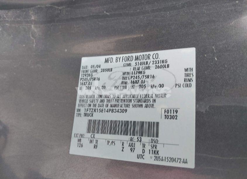 Photo 9 of 2004 Ford Ranger XLT (VIN 1FTZR15E14PB34309)