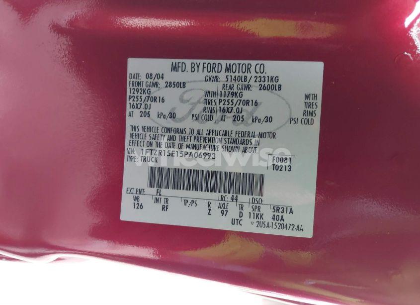 Photo 9 of 2005 Ford Ranger EDGE/XL/XLT (VIN 1FTZR15E15PA06993)