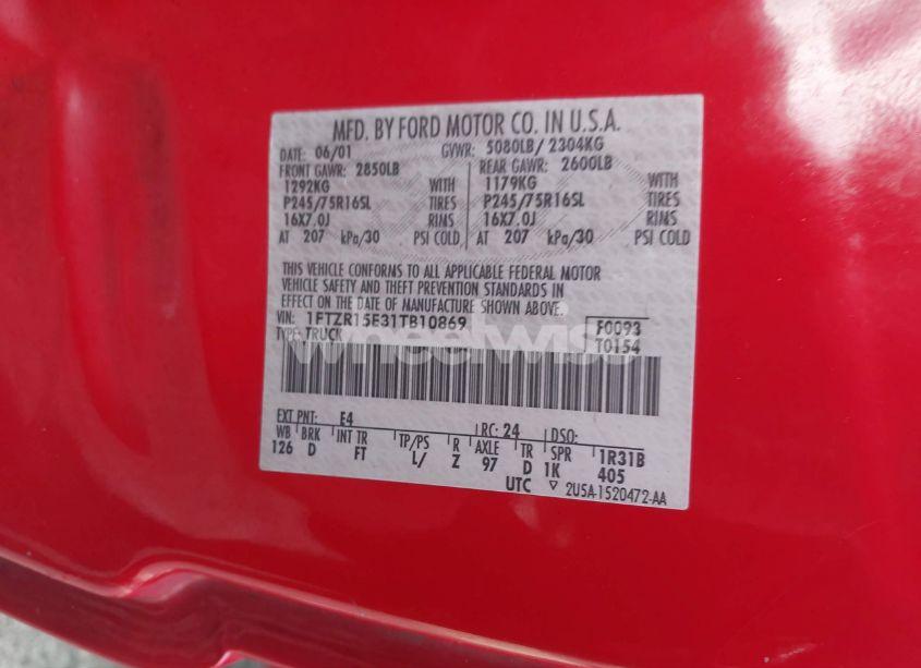 Photo 9 of 2001 Ford Ranger EDGE/XLT (VIN 1FTZR15E31TB10869)