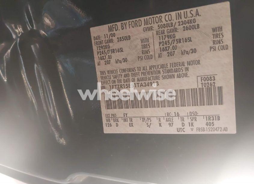 Photo 10 of 2001 Ford Ranger EDGE/XLT (VIN 1FTZR15E51TA34913)