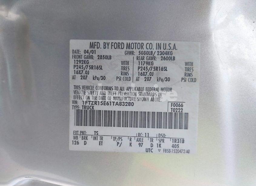 Photo 9 of 2001 Ford Ranger EDGE/XLT (VIN 1FTZR15E61TA83280)