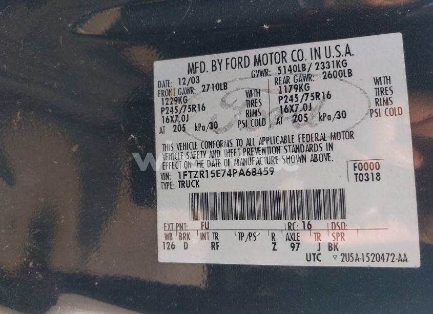 Photo 9 of 2004 Ford Ranger SUPER CAB (VIN 1FTZR15E74PA68459)