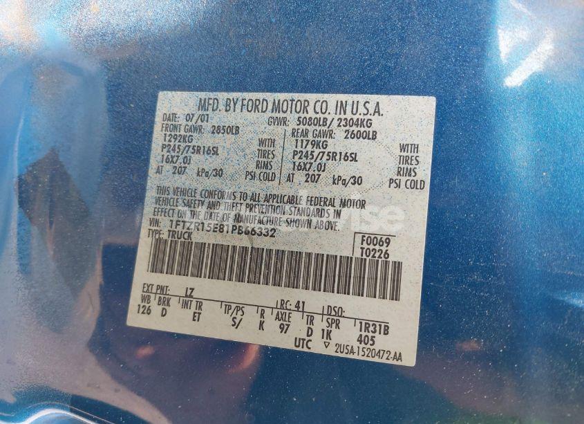 Photo 9 of 2001 Ford Ranger EDGE/XLT (VIN 1FTZR15E81PB66332)