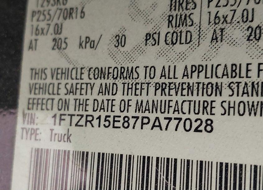 Photo 9 of 2007 Ford Ranger FX4 OFF-ROAD/SPORT/XL/XLT (VIN 1FTZR15E87PA77028)