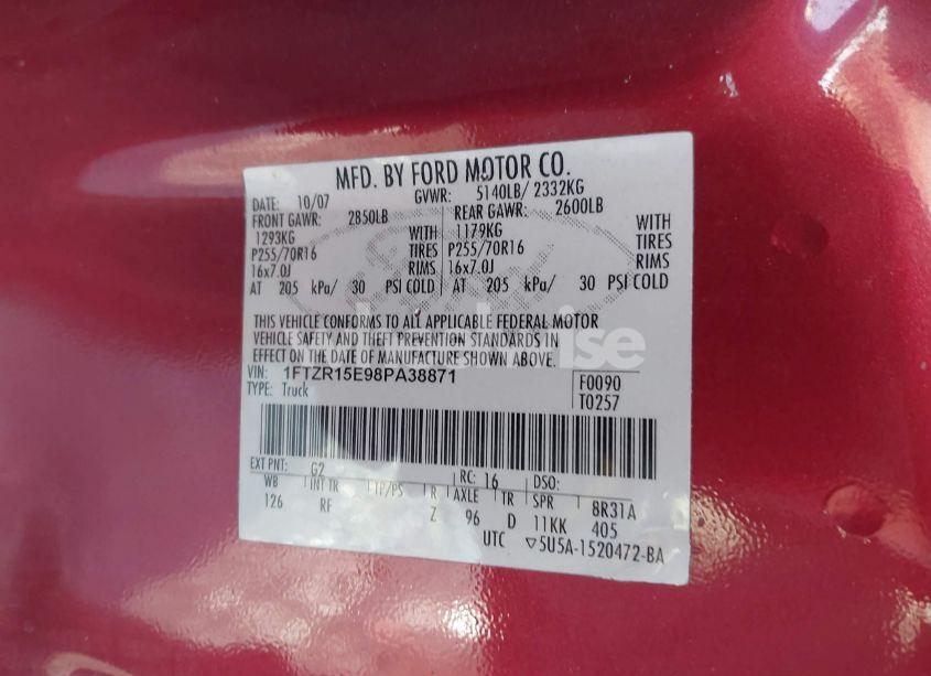 Photo 9 of 2008 Ford Ranger FX4 OFF-ROAD/SPORT/XL/XLT (VIN 1FTZR15E98PA38871)