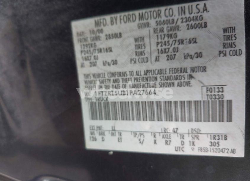 Photo 9 of 2001 Ford Ranger EDGE/XLT (VIN 1FTZR15U81PA27664)