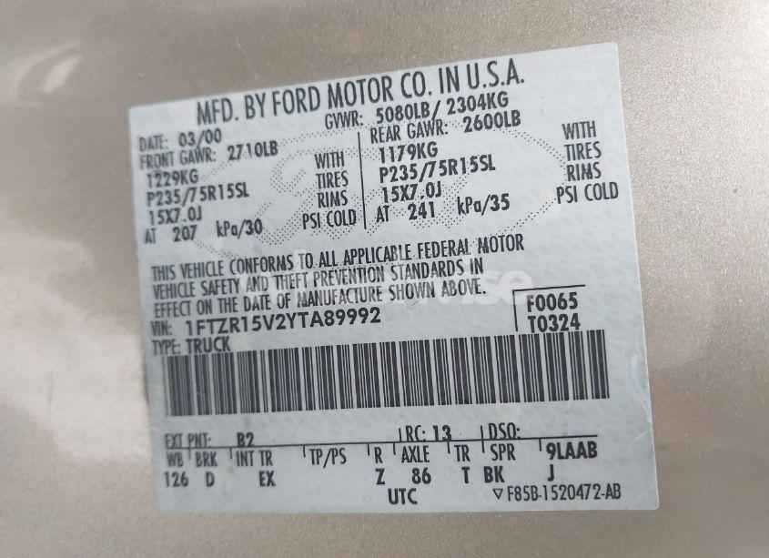 Photo 9 of 2000 Ford Ranger XL/XLT (VIN 1FTZR15V2YTA89992)