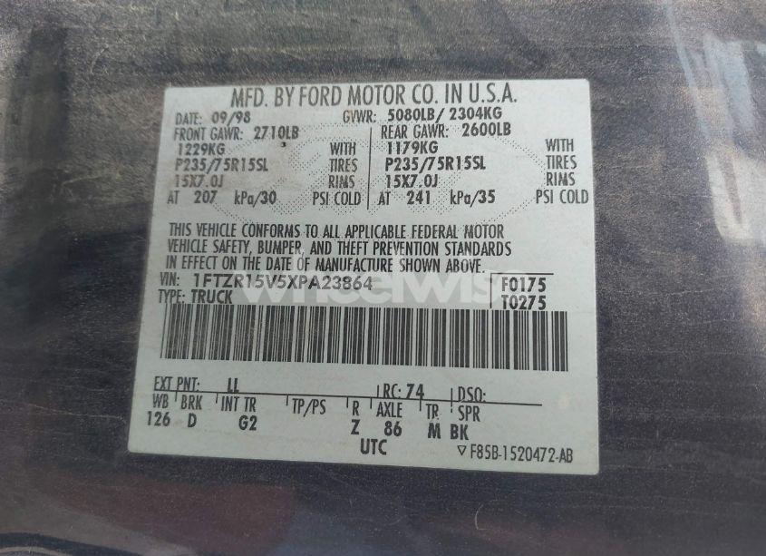 Photo 9 of 1999 Ford Ranger XL/XLT (VIN 1FTZR15V5XPA23864)