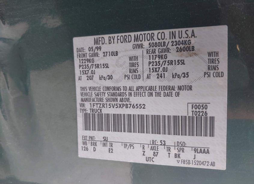 Photo 9 of 1999 Ford Ranger XL/XLT (VIN 1FTZR15V5XPB76552)