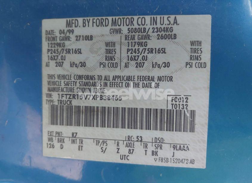 Photo 9 of 1999 Ford Ranger XL/XLT (VIN 1FTZR15V7XPB38465)