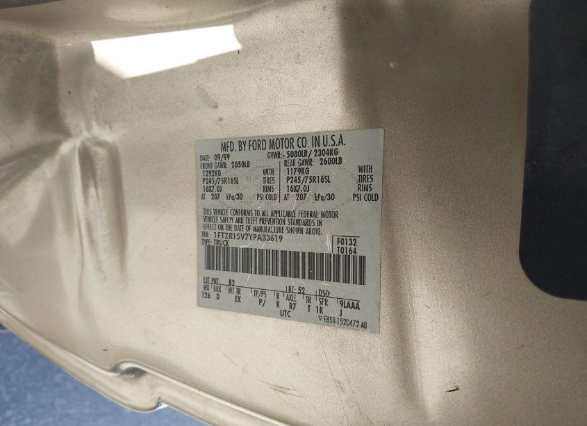 Photo 9 of 2000 Ford Ranger XL/XLT (VIN 1FTZR15V7YPA33619)