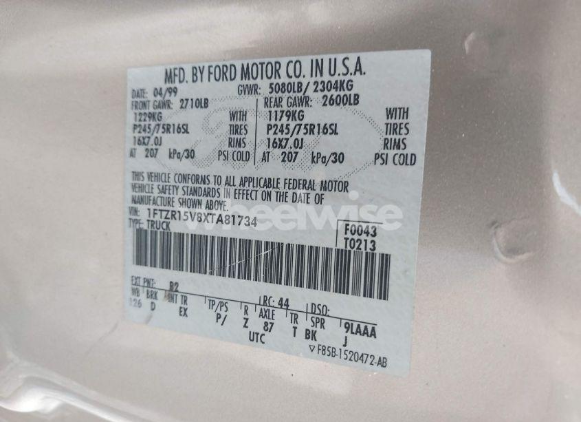 Photo 9 of 1999 Ford Ranger XL/XLT (VIN 1FTZR15V8XTA81734)