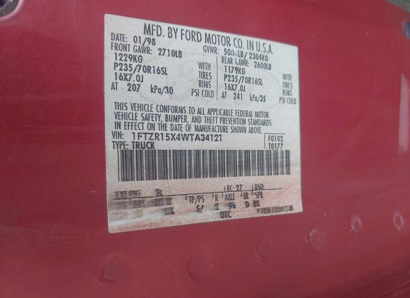 Photo 9 of 1998 Ford Ranger SPLASH/XL/XLT (VIN 1FTZR15X4WTA34121)
