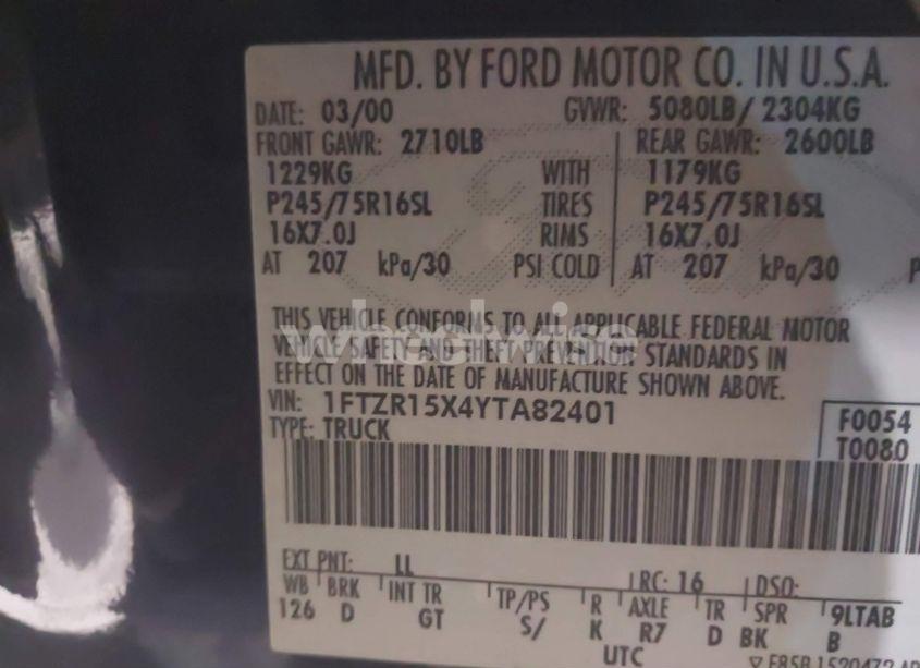 Photo 9 of 2000 Ford Ranger XLT (VIN 1FTZR15X4YTA82401)