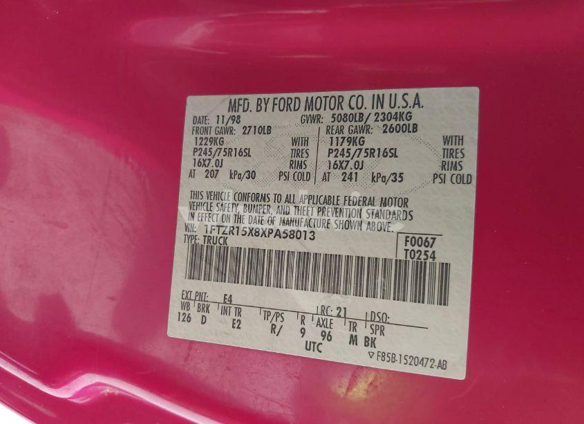 Photo 9 of 1999 Ford Ranger XLT (VIN 1FTZR15X8XPA58013)