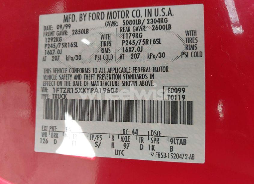 Photo 9 of 2000 Ford Ranger XLT (VIN 1FTZR15XXYPA19604)