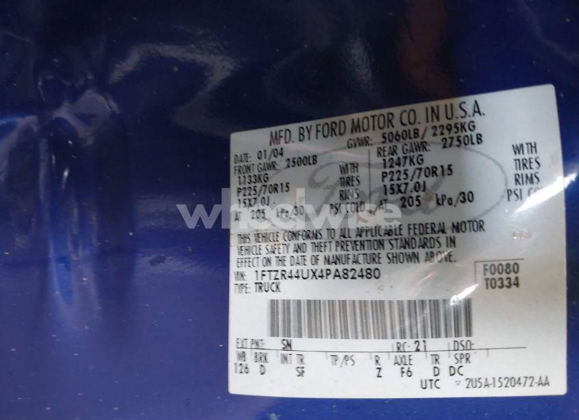 Photo 9 of 2004 Ford Ranger EDGE/TREMOR/XLT (VIN 1FTZR44UX4PA82480)