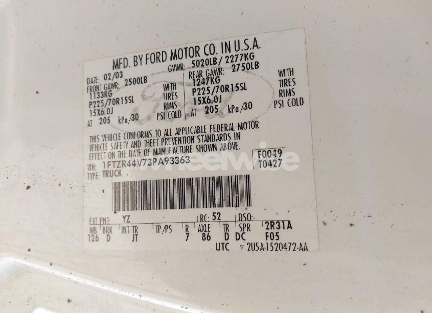 Photo 9 of 2003 Ford Ranger (VIN 1FTZR44V73PA93363)