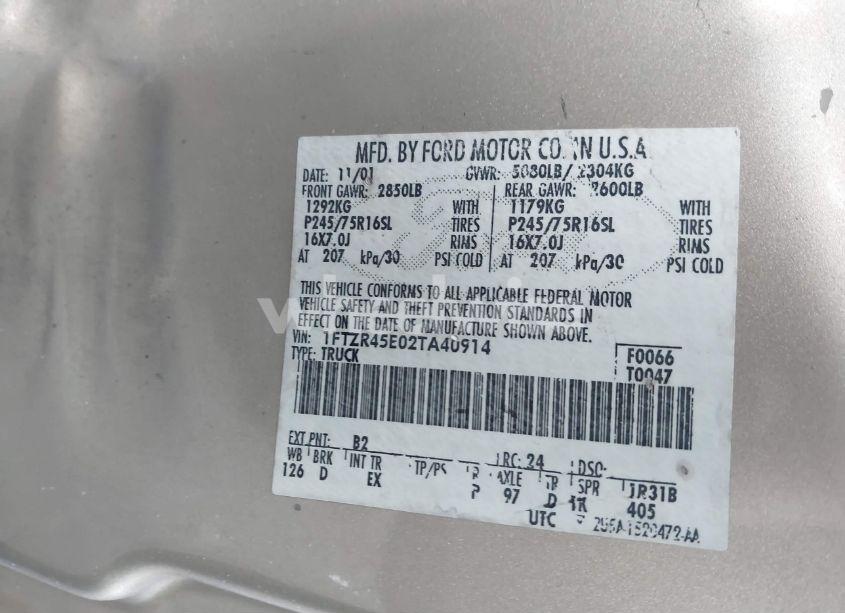 Photo 9 of 2002 Ford Ranger EDGE/XLT (VIN 1FTZR45E02TA40914)