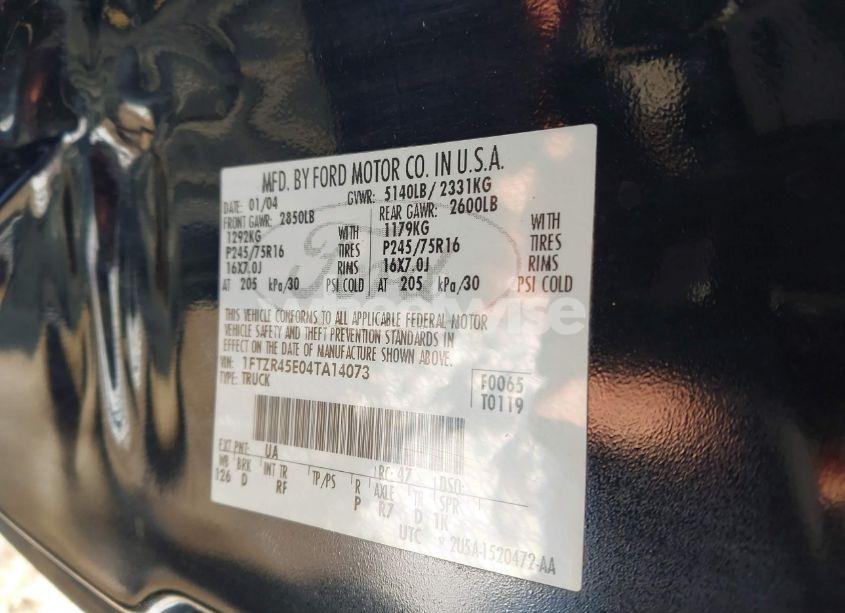 Photo 9 of 2004 Ford Ranger EDGE/TREMOR/XLT (VIN 1FTZR45E04TA14073)