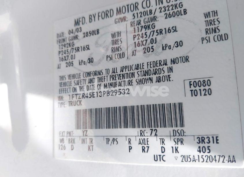 Photo 9 of 2003 Ford Ranger EDGE/XLT (VIN 1FTZR45E13PB29532)