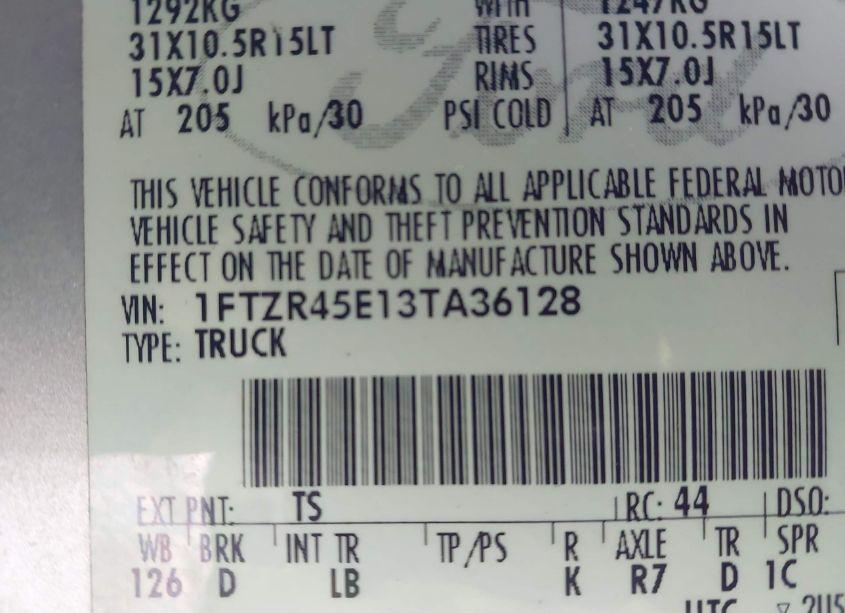 Photo 9 of 2003 Ford Ranger EDGE/XLT/XLT FX4 OFF-ROAD (VIN 1FTZR45E13TA36128)