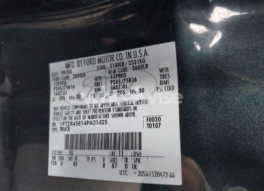 Photo 9 of 2004 Ford Ranger EDGE/TREMOR/XLT (VIN 1FTZR45E14PA31425)