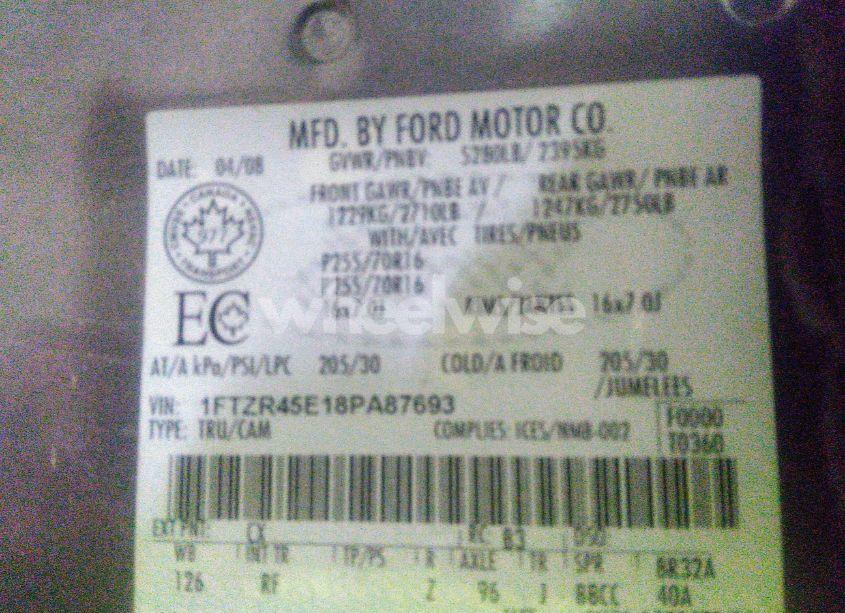 Photo 9 of 2008 Ford Ranger FX4 OFF-ROAD/SPORT/XLT (VIN 1FTZR45E18PA87693)