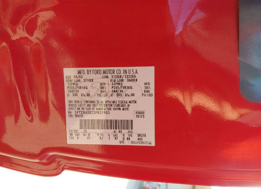 Photo 9 of 2003 Ford Ranger EDGE/XLT (VIN 1FTZR45E23PB31953)