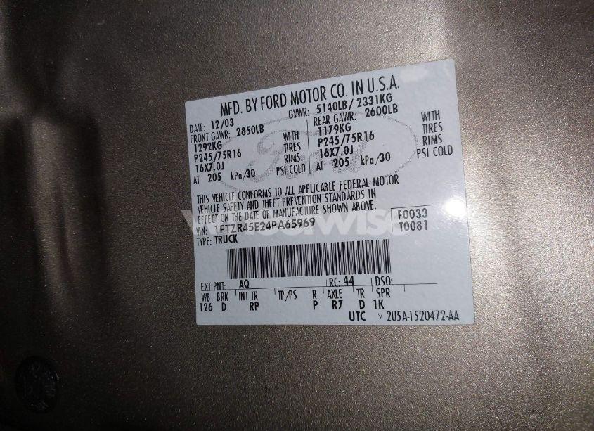 Photo 9 of 2004 Ford Ranger EDGE/TREMOR/XLT (VIN 1FTZR45E24PA65969)