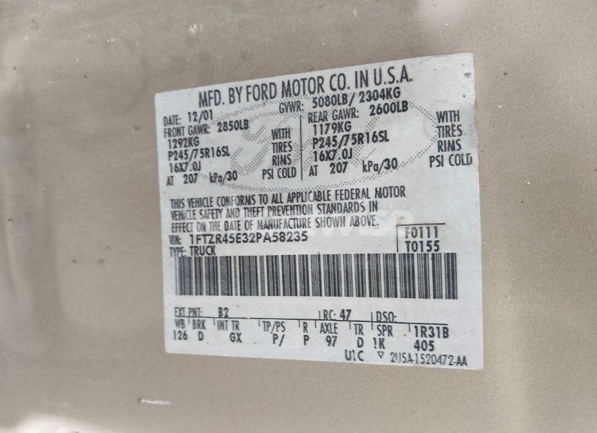 Photo 9 of 2002 Ford Ranger EDGE/XLT (VIN 1FTZR45E32PA58235)