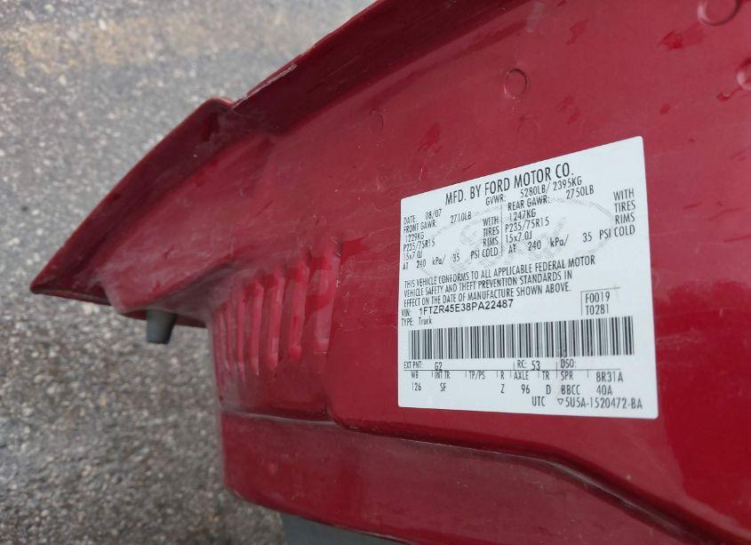 Photo 9 of 2008 Ford Ranger XLT (VIN 1FTZR45E38PA22487)