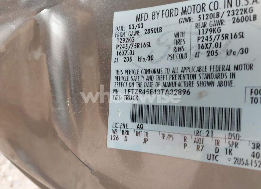 Photo 9 of 2003 Ford Ranger EDGE/XLT (VIN 1FTZR45E43TA32896)