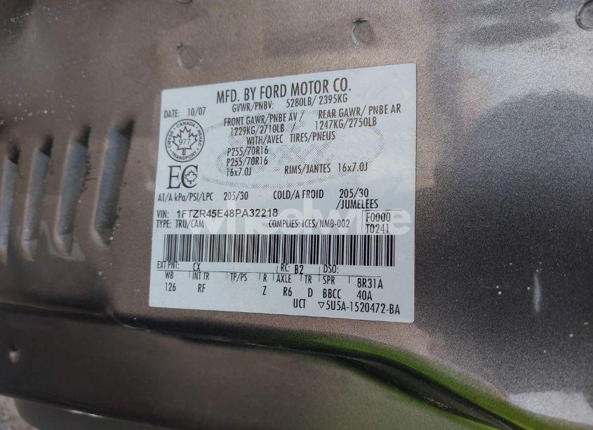 Photo 9 of 2008 Ford Ranger FX4 OFF-ROAD/SPORT/XLT (VIN 1FTZR45E48PA32218)