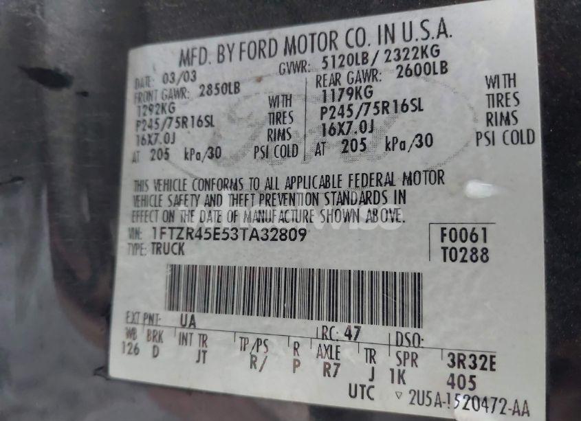 Photo 9 of 2003 Ford Ranger EDGE/XLT (VIN 1FTZR45E53TA32809)