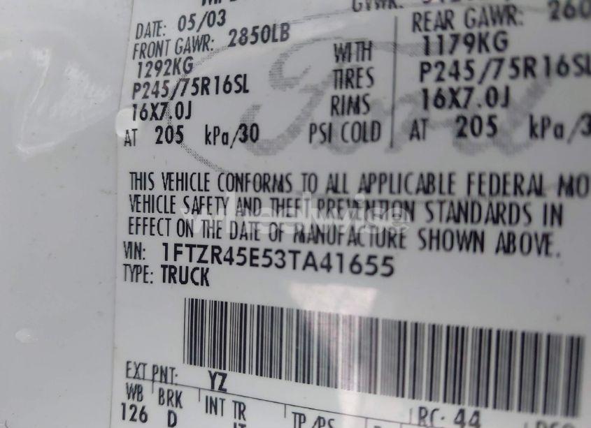 Photo 9 of 2003 Ford Ranger EDGE/XLT (VIN 1FTZR45E53TA41655)