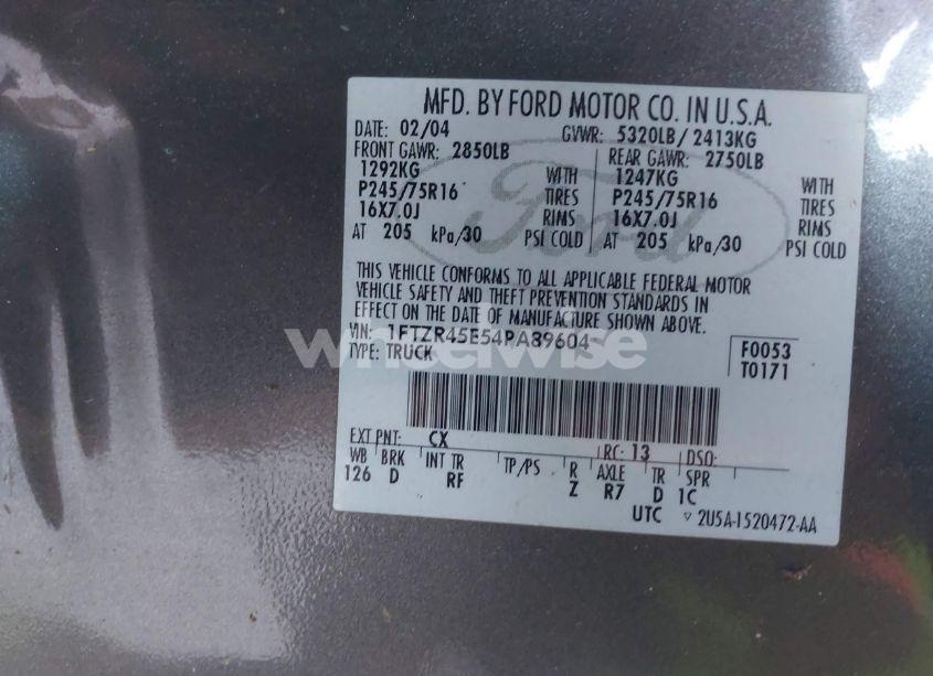 Photo 9 of 2004 Ford Ranger EDGE/TREMOR/XLT (VIN 1FTZR45E54PA89604)