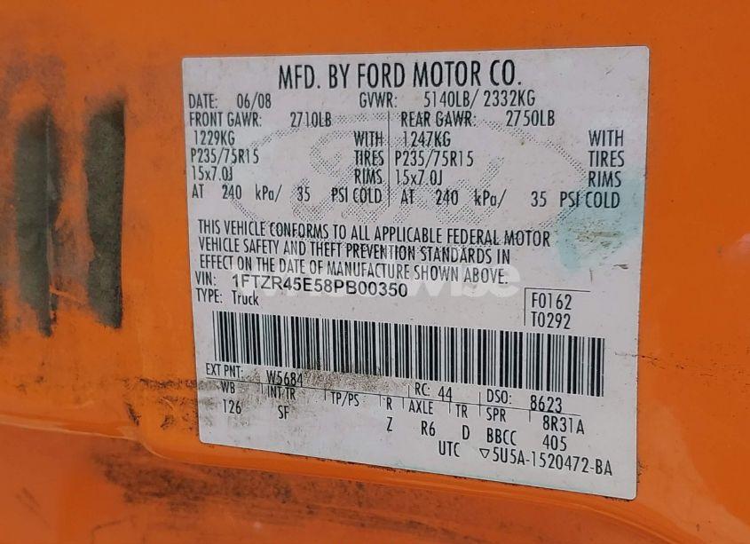 Photo 9 of 2008 Ford Ranger FX4 OFF-ROAD/SPORT/XLT (VIN 1FTZR45E58PB00350)