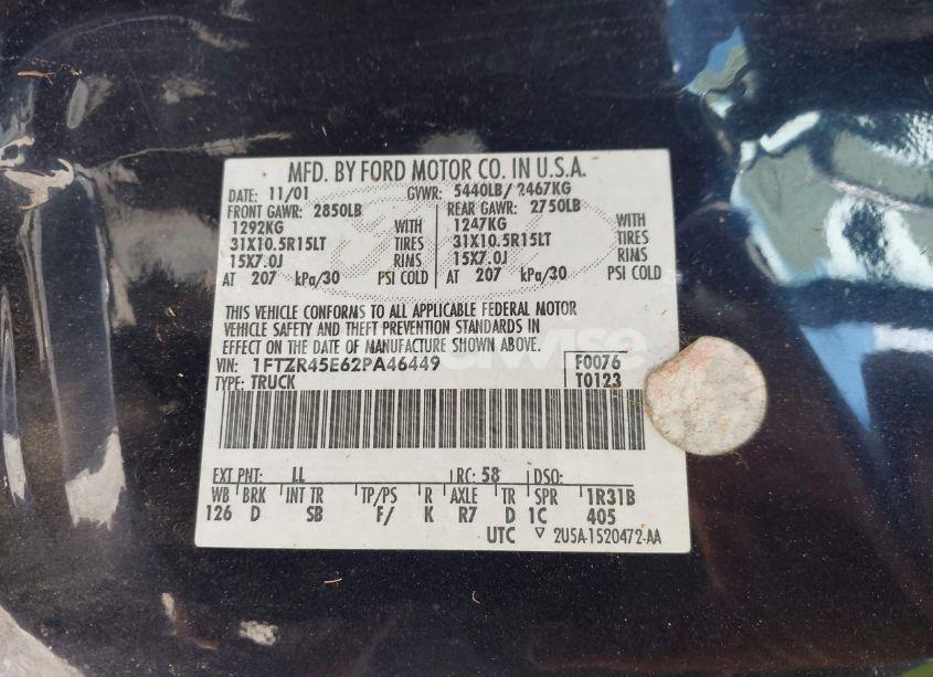 Photo 9 of 2002 Ford Ranger EDGE/XLT (VIN 1FTZR45E62PA46449)