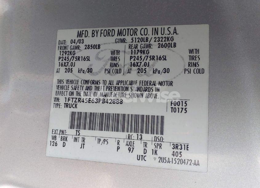 Photo 9 of 2003 Ford Ranger EDGE/XLT (VIN 1FTZR45E63PB42888)